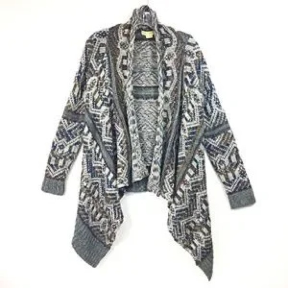 Urban Outfitters Staring at Stars Fuzzy Knit Aztec Print Waterfall Cardigan